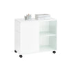 Rollcontainer 35 × 61 × 70 cm mit Glastüren und 3 Schubladen – Druckertisch auf Rollen