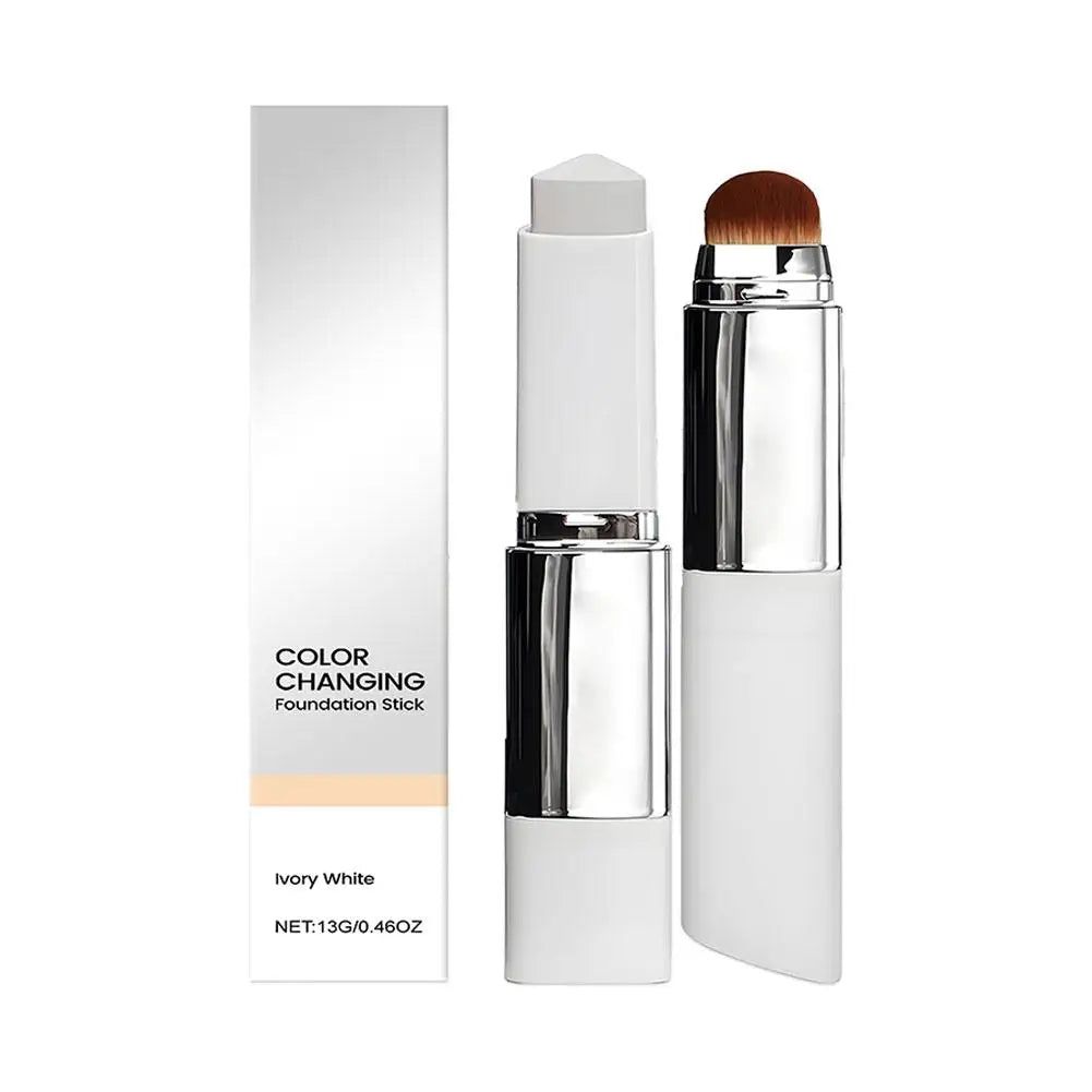 2-in-1 Color-Changing Foundation Stick Liquid Lightweight Moisturizing Brightening Foundation Color Changing For All Skin Types
