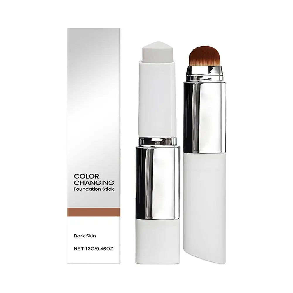 2-in-1 Color-Changing Foundation Stick Liquid Lightweight Moisturizing Brightening Foundation Color Changing For All Skin Types