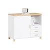 Aktenschrank 90 × 75 × 45 cm mit 3 Schubladen und Druckerfach – Weiß/Natur