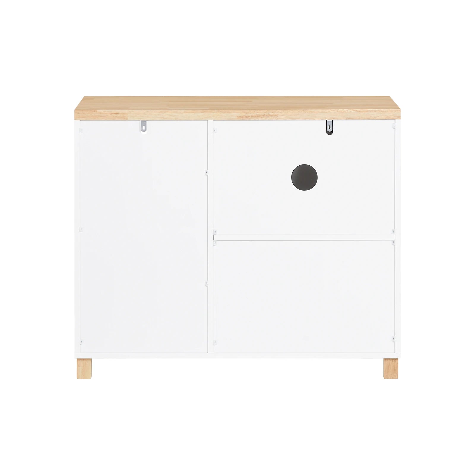Aktenschrank 90 × 75 × 45 cm mit 3 Schubladen und Druckerfach – Weiß/Natur